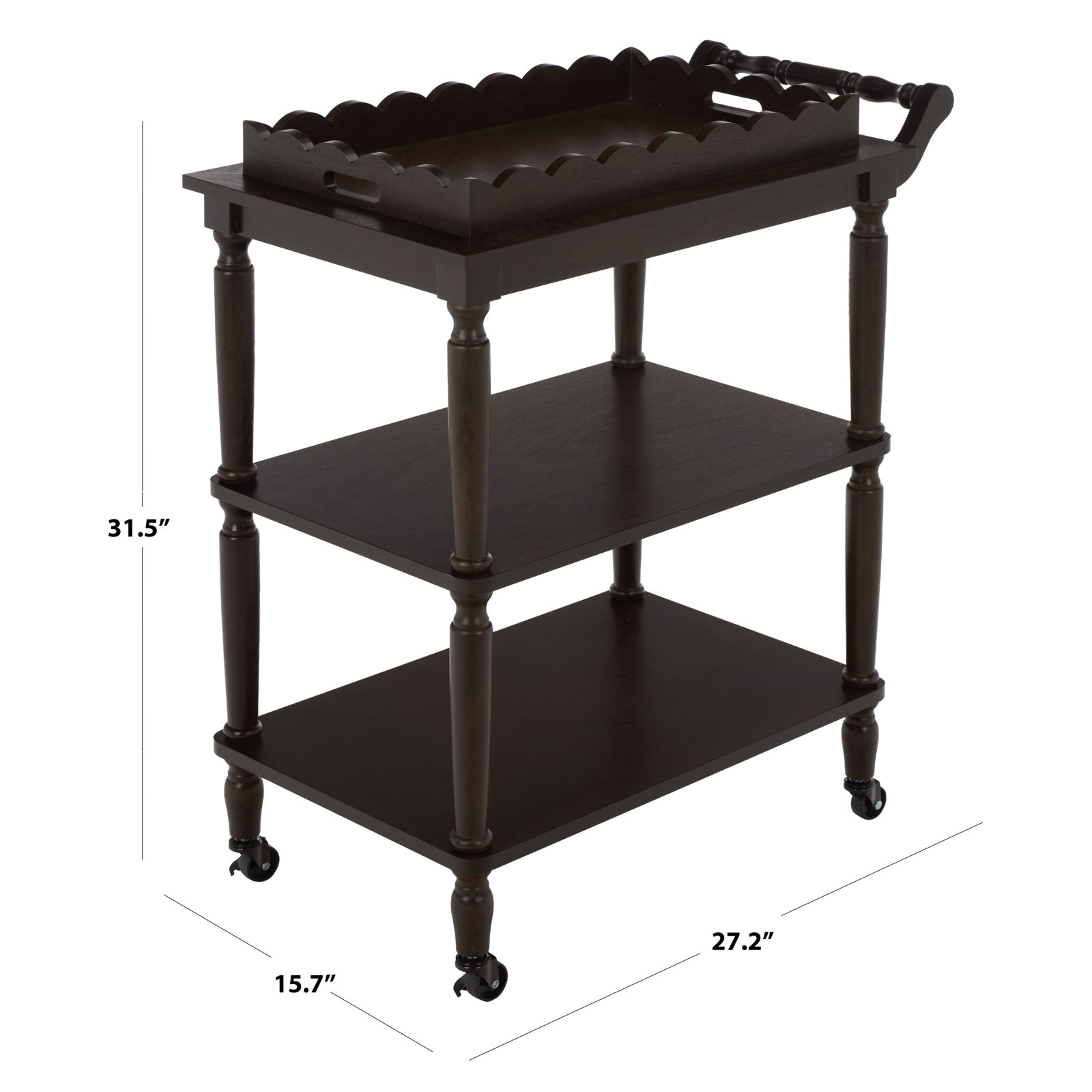 Edan 3 Tier Dining Cart, Dark Chocolate
