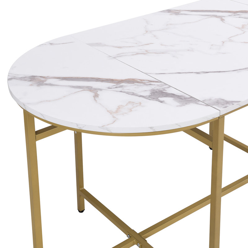 Besfort Dining Set, White/Gold