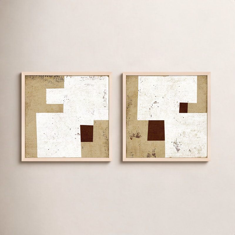 Ensemble de carrés carrés 1 et 2 par Marco Marella pour Studio M - Art mural encadré, 24" H x 24" W, Paper, Maple