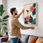 Coral Blooms with Hummingbird Botanical - Wrapped Canvas-54529316-54529322