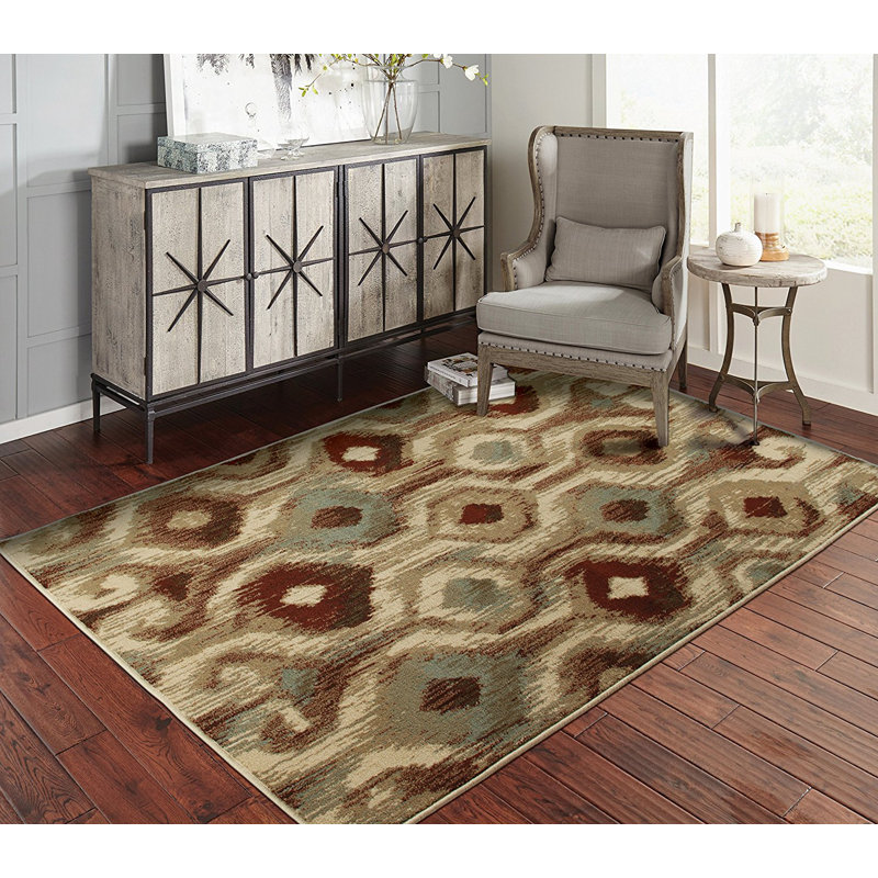 Tapis bleu / rouge Sprague Ikat, Tapis de couloir 2 pi x 8 pi