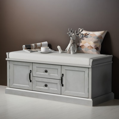 43" Shoe Storage Bench with Cushion, Entryway Storage with Hidden Storage
