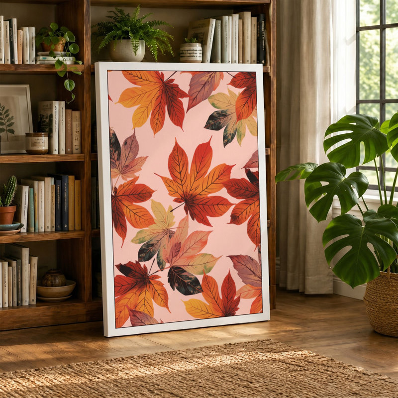 Scattered Autumn Leaves Botanical - Wrapped Canvas, 18x12 - 45.7 x 30.5 cm, White Border