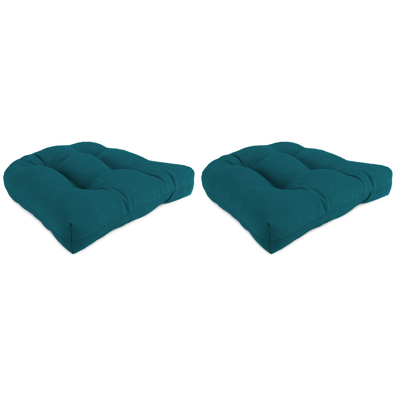 Contoured Outdoor Wicker Seat Cushion, Teal