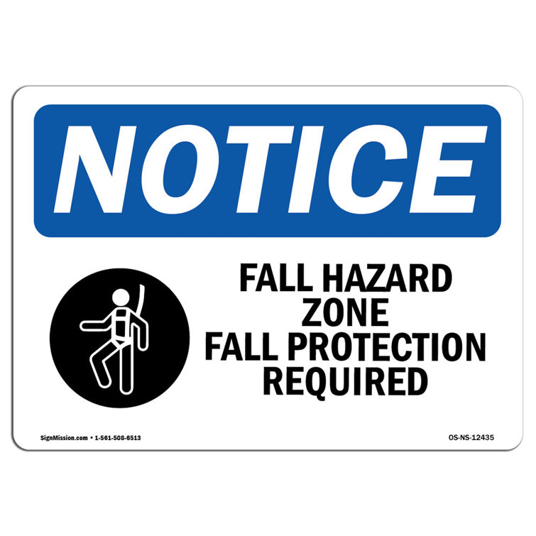 SignMission Fall Hazard Zone Fall Protection Sign | Wayfair