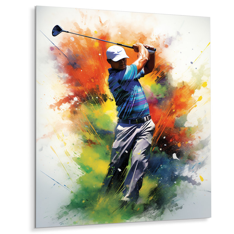 Golf Dynamic Drives I - Décoration murale de golf en métal, 44" H x 34" W