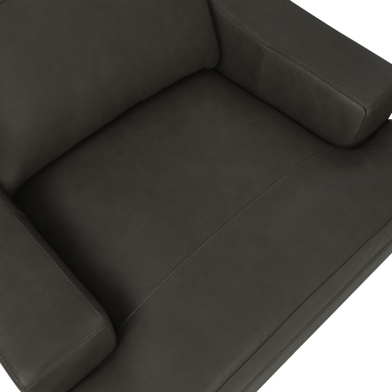 Fauteuil de 38 po de large Appolonie, Cuir véritable gris