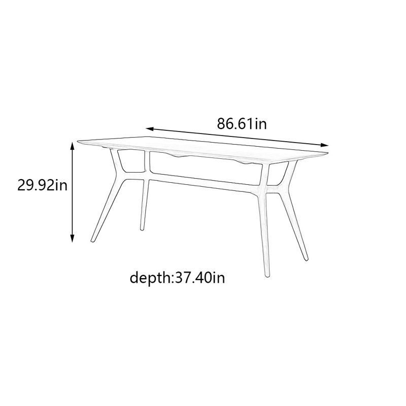 Simple natural solid wood dining table, 29.92"H x 86.61"L x 37.4"W