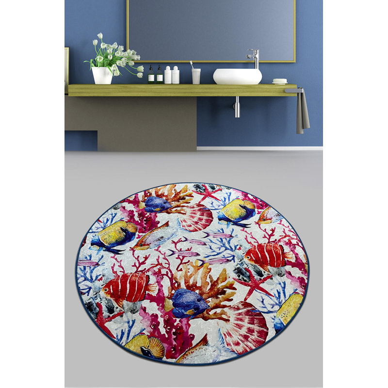 Luxury Bathmat, Antibacterial, 100% Polyester, 47.2 in Diameter | 700 g/m², 0.4 in Pile Height, Non-Slip Underside | Machine Washable, Perfect for Bathroom & Spa | Soft, Durable, Easy to Clean