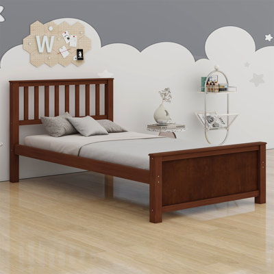 Wood Platform Bed With Headboard,Footboard And Wood Slat Support