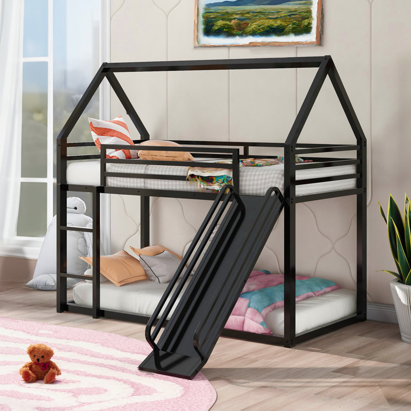 Jacki Kids Twin Over Twin Bunk Bed, Black