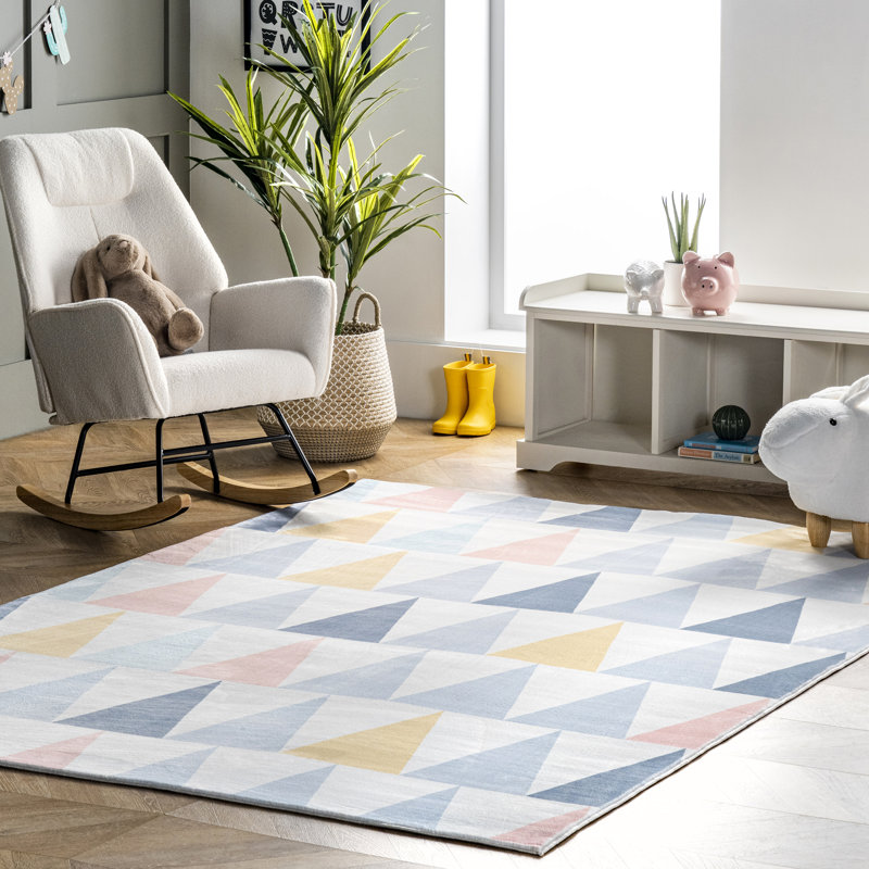 Tapis bleu / blanc Maestas Daydream, Rectangle 5 pi x 8 pi