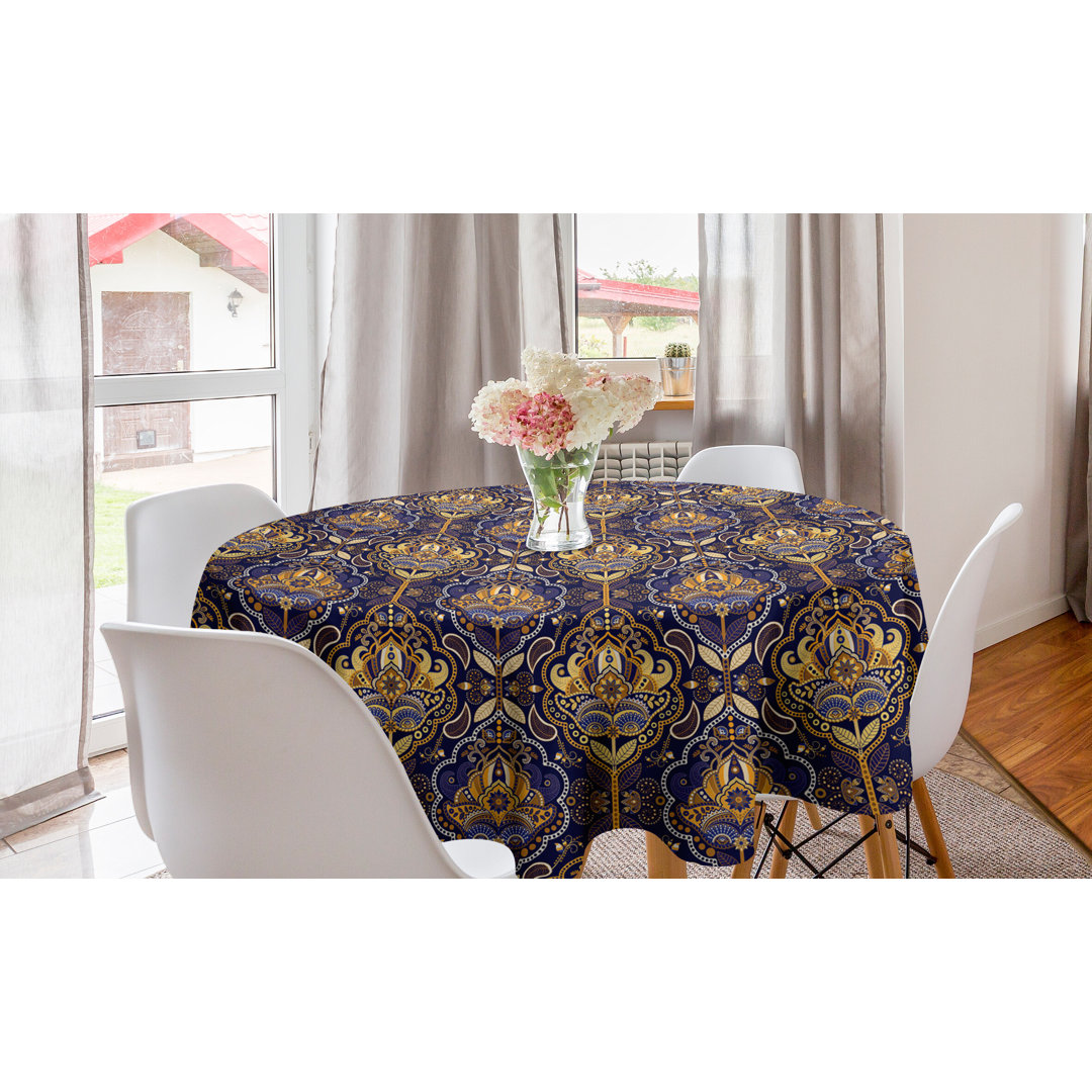 Runde Tischdecke, Oriental Pattern, asiatisch, Gelb Lila