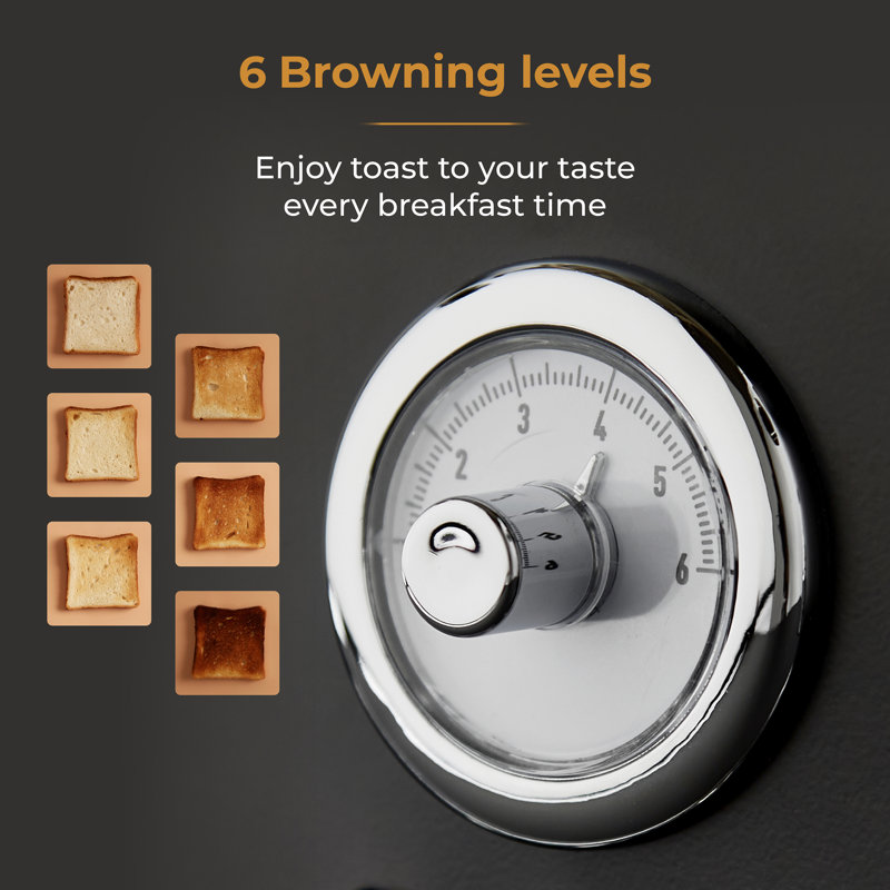 Tower Renaissance 4 Slice Toaster, 7 Browning Levels, Self-Centring Function 1630W, Black