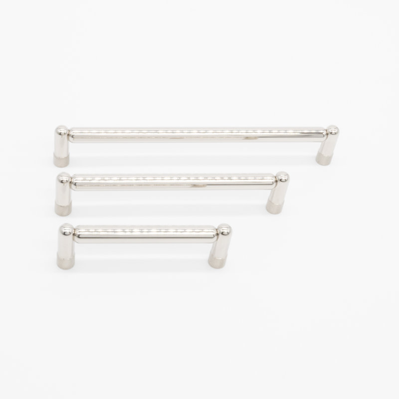 Knurled Bar / Handle Pull, 6", Polished Nickel