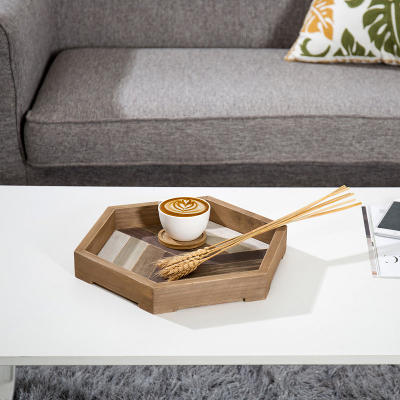 Solid Wood Tray, White/Beige/Brown/Grey