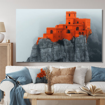 Hiver orange, montagne monochrome, forteresse - forteresses, art mural, salon