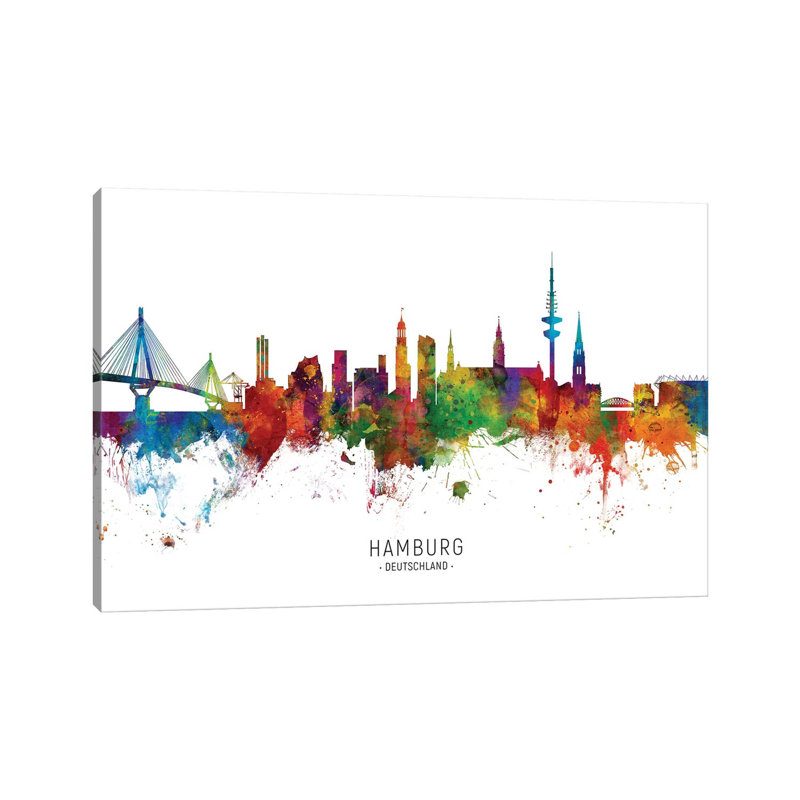 Hamburg Germany Skyline by Michael Tompsett - Wrapped Canvas Print, 20.32 cm H x 30.48 cm W