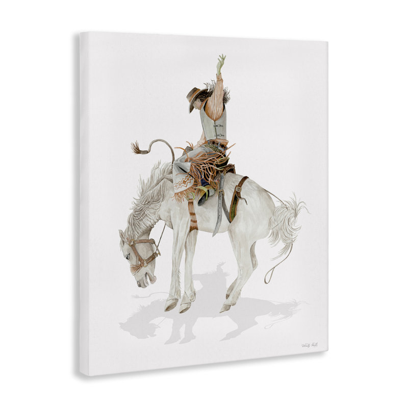  «Cowgirl on Eleving Horse», art mural sur toile par Cindy Jacobs, H 20 po x l 16 po