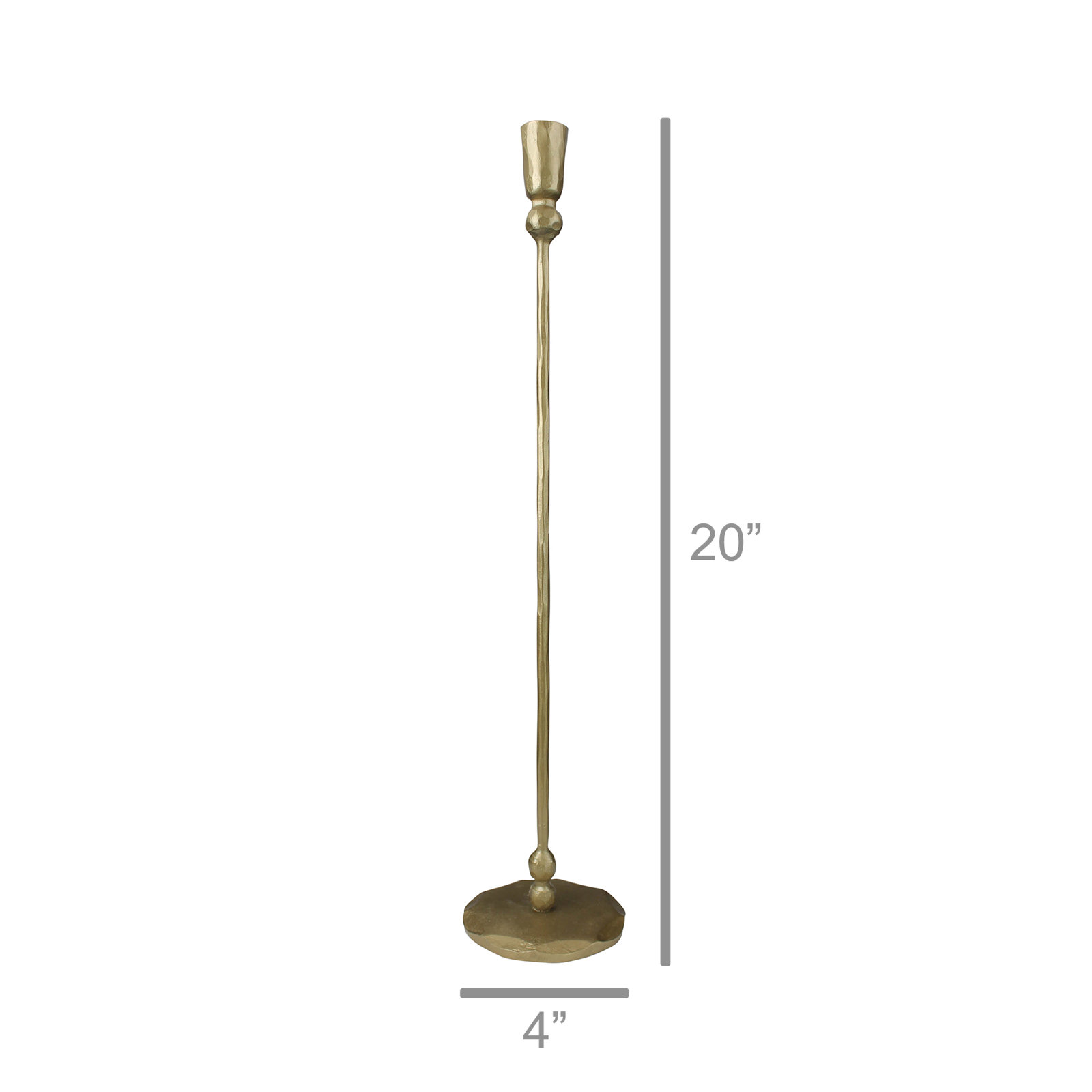 Iron Tabletop Candlestick, 20" H x 4" W x 4" D