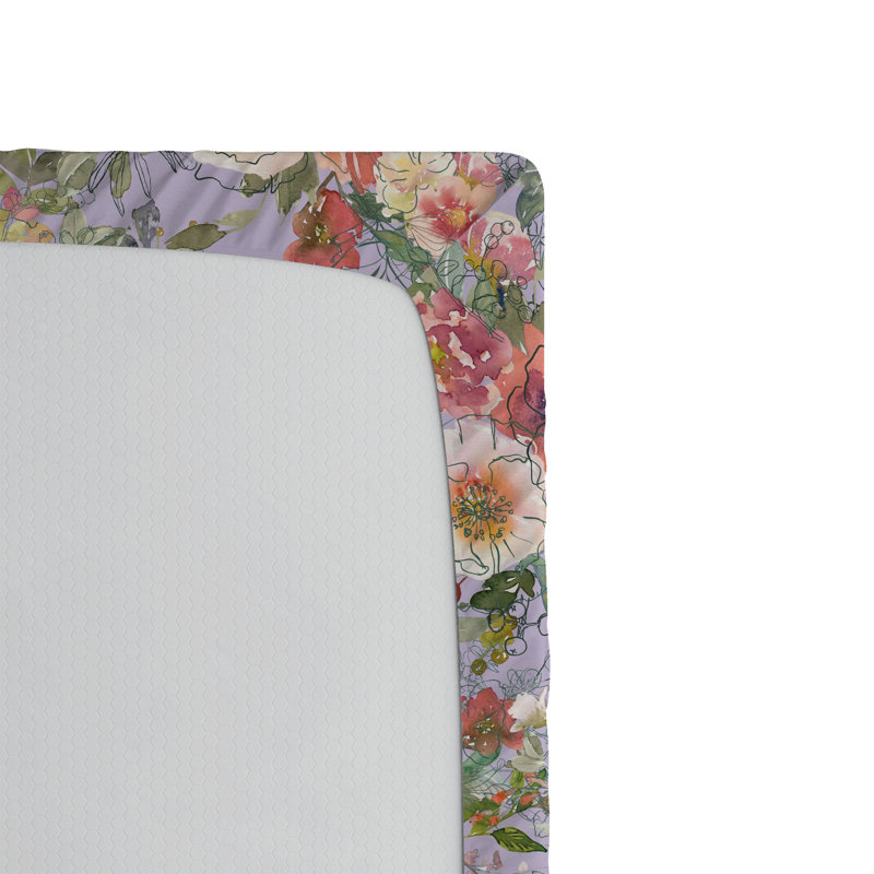 Drap-housse Ambesonne, Drap-housse de taille simple, Lavande pâle, multicolore / floral