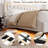 Floating Bed Frame with Led Lights, Upholstered King Platform Bed with Diamond Headboard-261866365-261866361