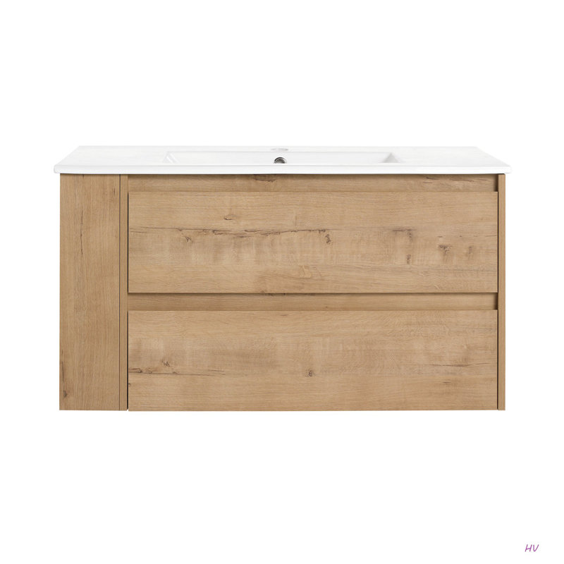 Meuble-lavabo mural 36 po avec lavabo en céramique, 36"
