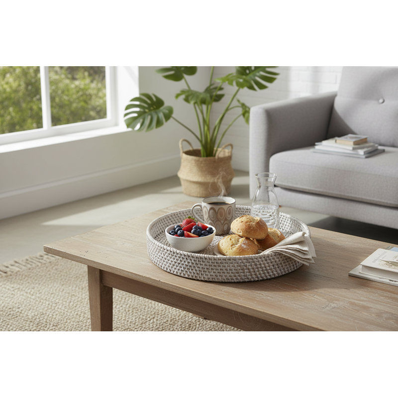 Rattan Tray, Whitewash