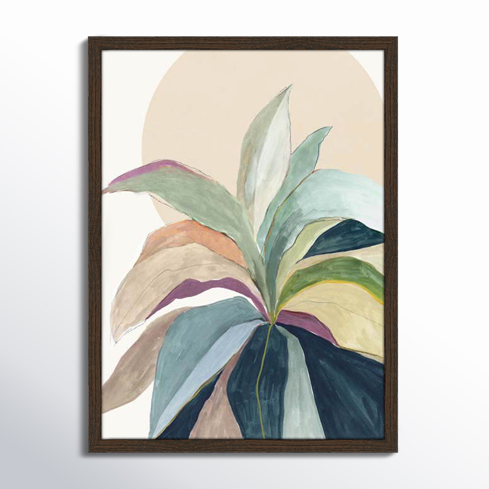 Sunny Bright Leaves II by Asia Jensen, 23" H x 17" W x 0.75" D, Walnut Slim Unmatted Picture Framed