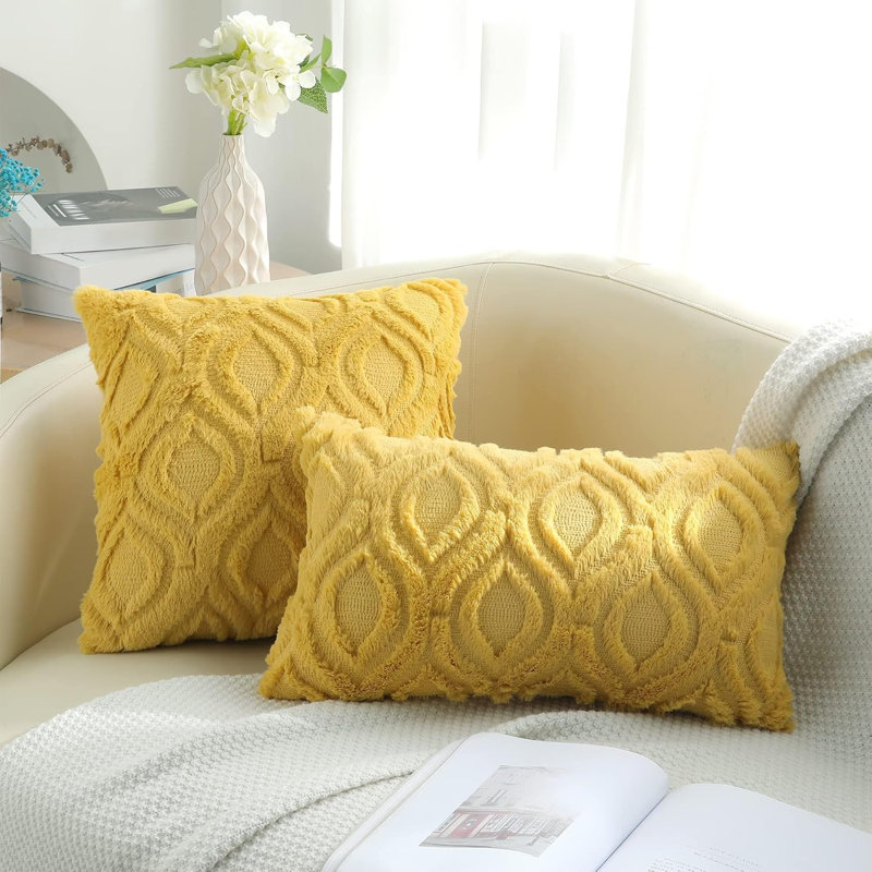Striped Square Cushion Cover, Yellow