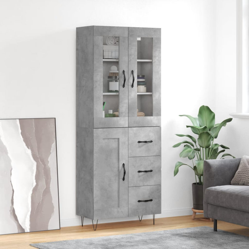 Rohando 3 Door Manufactured Wood Wardrobe, Concrete Grey