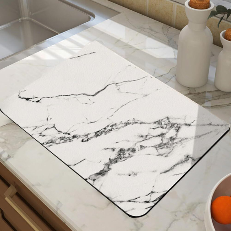 Tapis de séchage de vaisselle pour comptoir de cuisine avec envers en caoutchouc antidérapant, tapis de comptoir de cuisine
