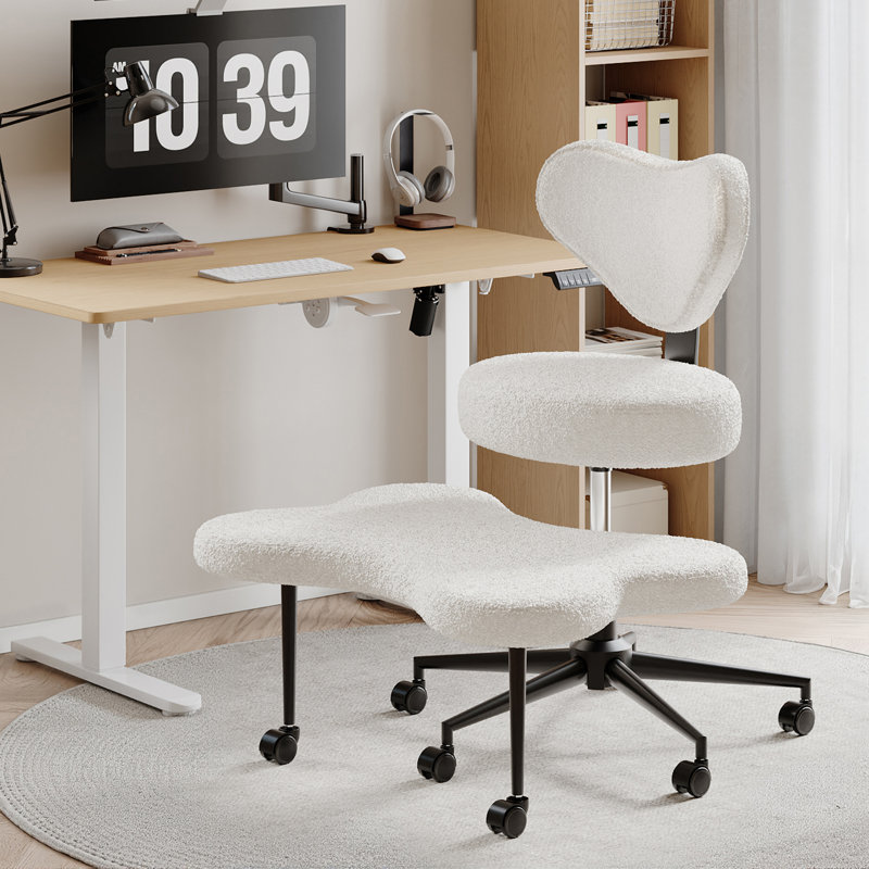 Ergonomic Cross-legged Swivel Chair, Adhd Chair Adjustable Height Meditation Chair With Back Support, Office/Chair