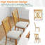 4 chaises de cuisine sans accoudoirs en lin avec structure en bois d'hévéa-573969432-573969433-573969572