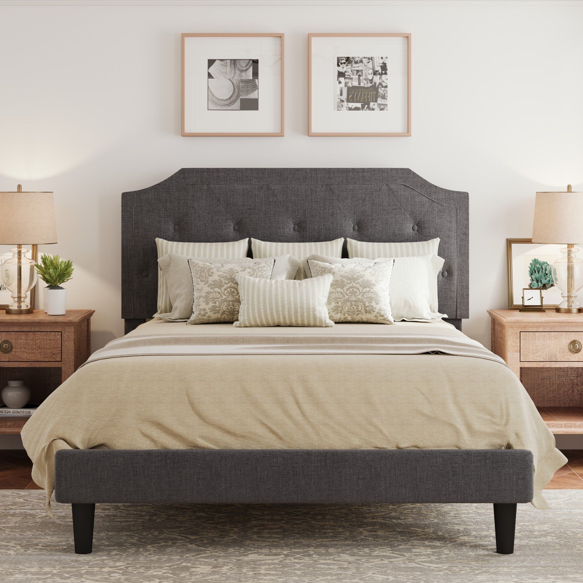 Andover Mills™ Kist Upholstered Bed with Tufted Headboard & Reviews ...