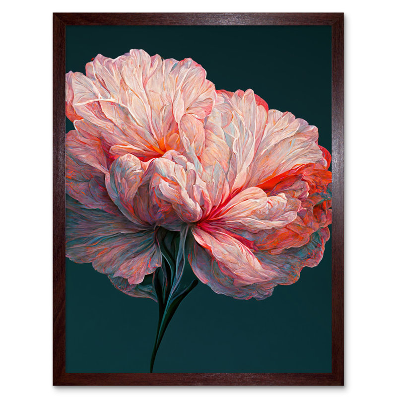 Pink Carnation Flower Abstract Floral - Print, 25.9cm H x 20.6cm W x 1.5cm D, Brown Framed Paper