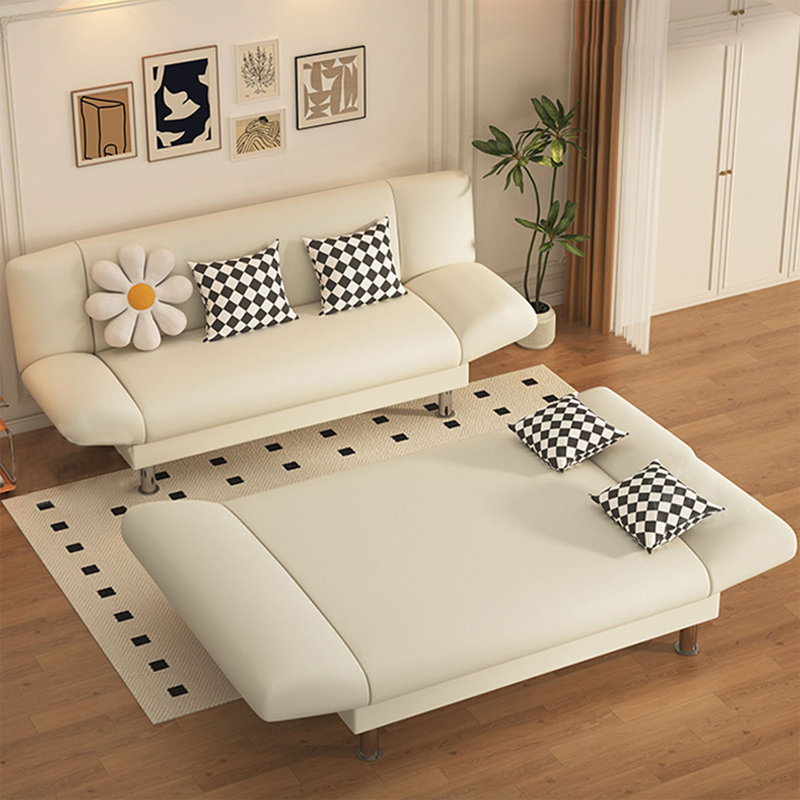 Canapé-coussin modulaire en similicuir blanc crème, 29.53"H*59.06"L*23.62"W
