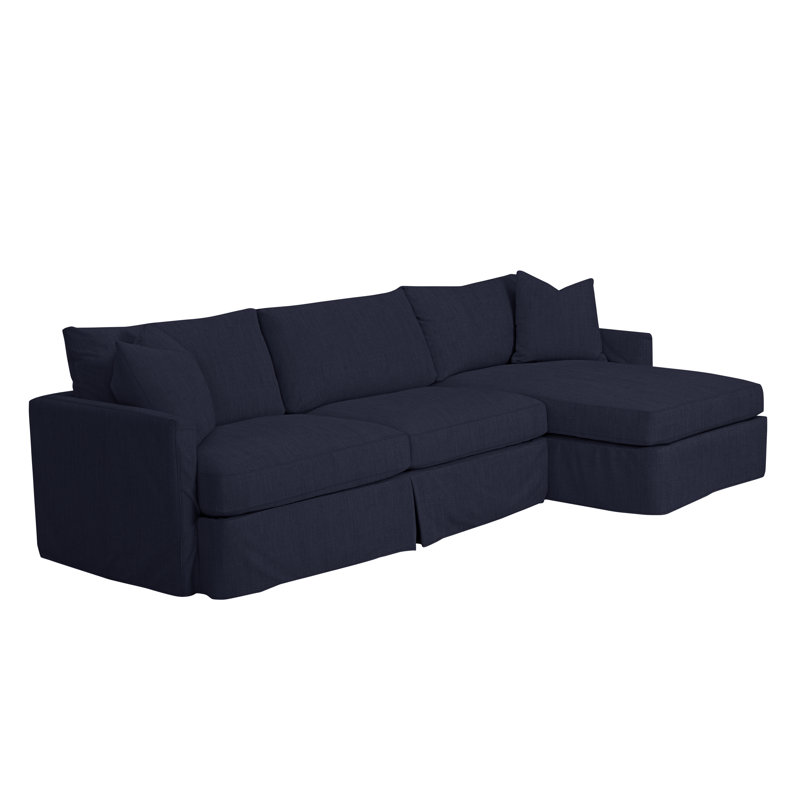 Canapé et méridienne de 307 cm de largeur avec coussins en coton et duvet Hartig, Orienté vers la droite