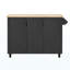 Îlot de cuisine cannelé de 51 po avec abattant, îlot de cuisine Farmhouse sur roulettes avec support de rangement interne, chariot de cuisine roulant avec porte-serviettes pour la cuisine, la salle à manger, le frêne noir-559067876