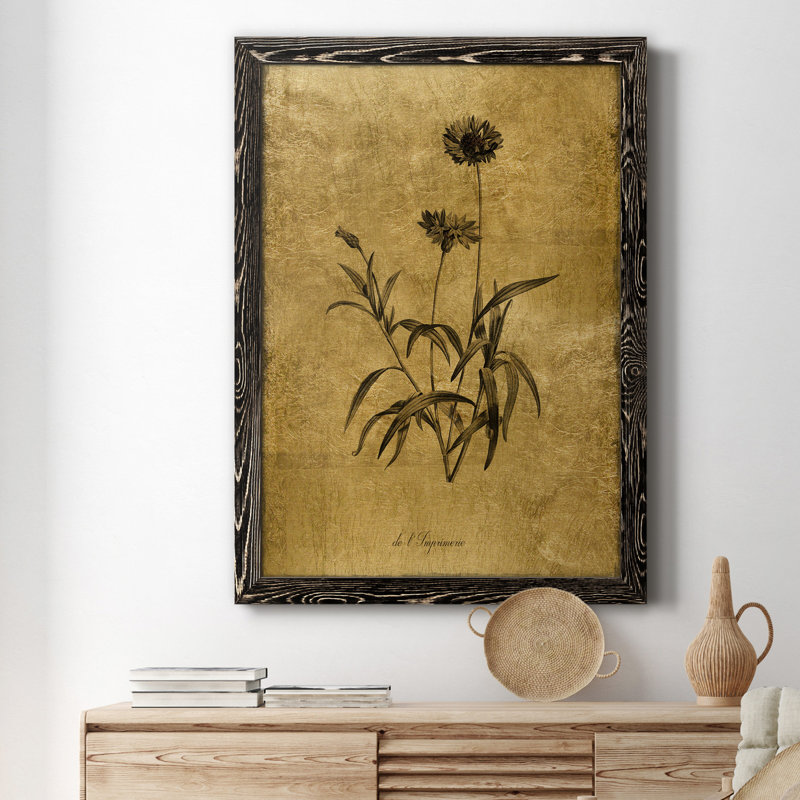 Toile encadrée dorée I-Premium Botanical, Cadre noir, H 24 po x l 18 po x P 1,5 po