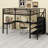 Metal Loft Bed With L-Shaped Desk And USB, Wardrobe And  Shelf, High Loft Bed With LED For Kids Teens Adults-1846422580-1846422581