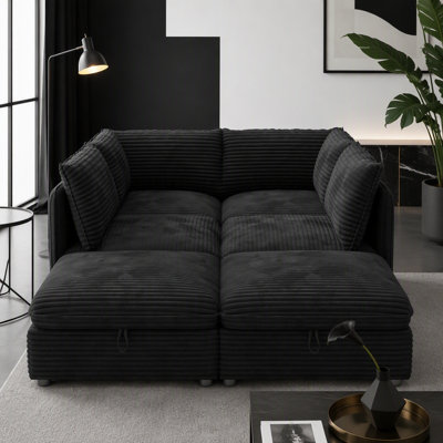 Modular Sectional Sofa, Convertible Sofa Seat With Storage, Sleeper Sectional Sofa Set, Fabric Flexible Modular Combinations for Living Room(6seats)