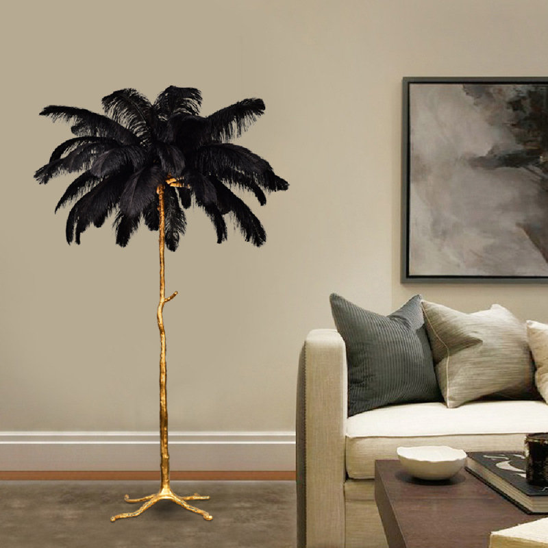 67'' Gold Novelty Floor Lamp, Black