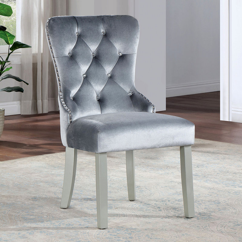 Chaise de salle à manger rembourrée en flanelle 2 pièces Classic