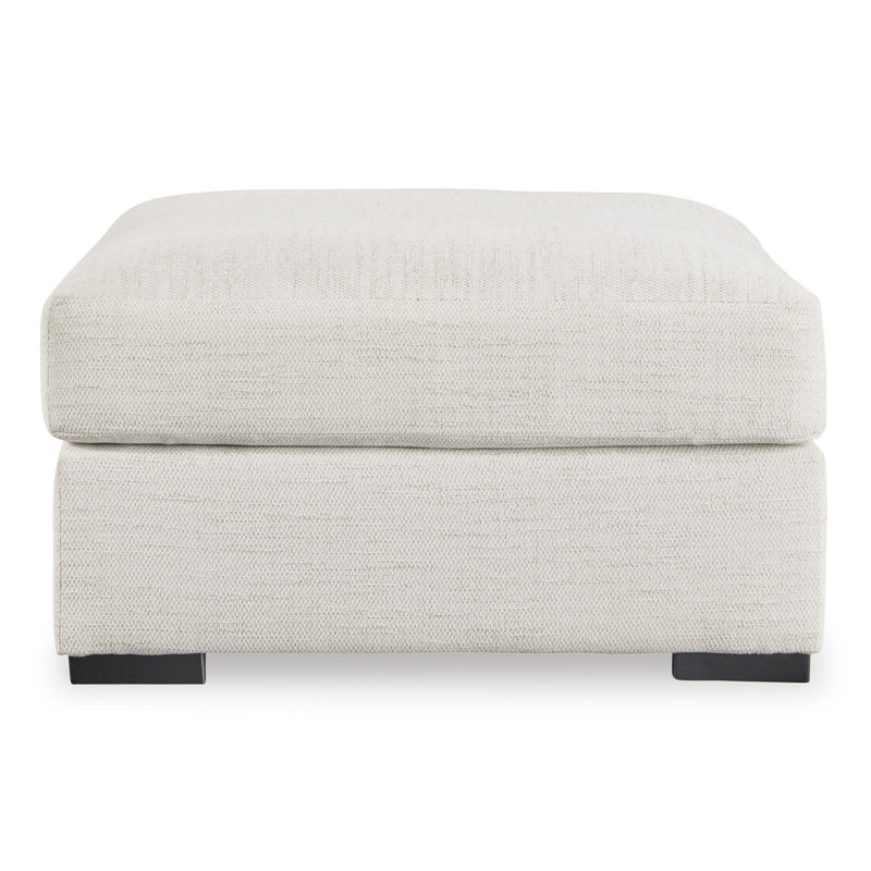 Oversized White Polyester Upholstered Square Ottoman