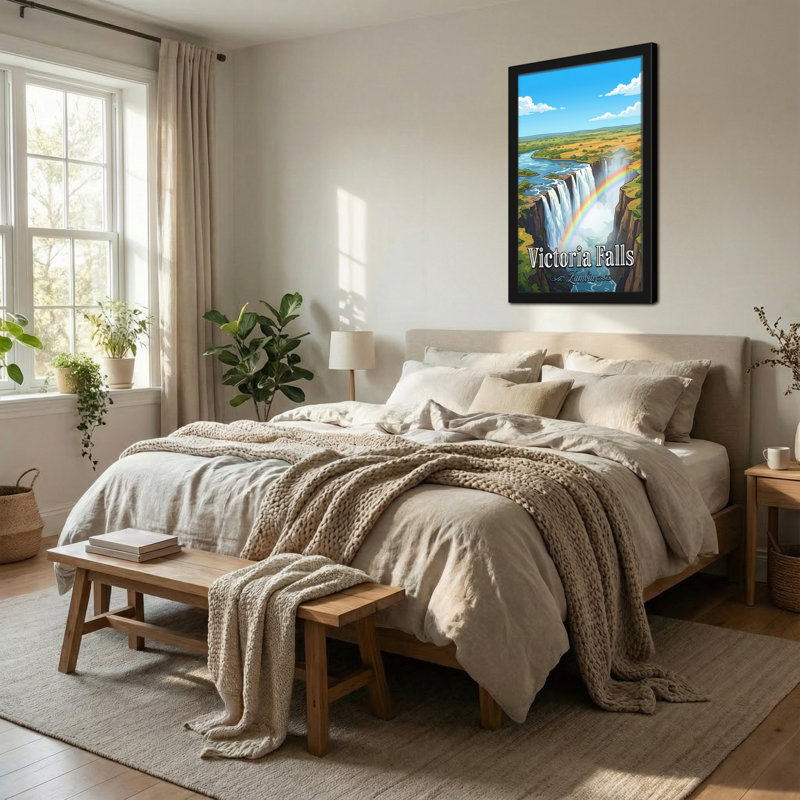 «Scenic & Cityscapes Victoria Falls Waterfall Rainbow Landscape», reproduction d'art, H 18 po x l 12 po