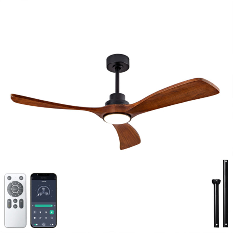 Nicola 52'' 3 - Blade Modern Ceiling Fan with Remote Control and Light Kit, Black/Brown