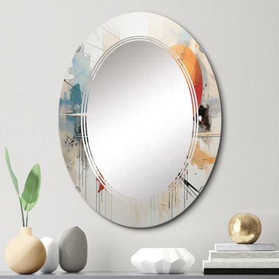 Teal Orange Bold Energy III - Miroir mural moderne ovale