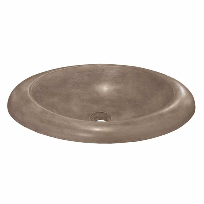 Lavabo de salle de bain ovale encastré à la main en béton Cuyama NativeStone, Terre