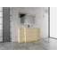 Meuble-lavabo autoportant de 152 cm (60 po) avec lavabo en céramique blanche, 2 petites armoires de rangement et portes à fermeture douce.-2083248517-2089442387